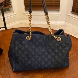 Michael Kors denim quilted purse tote bag